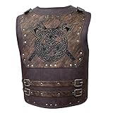 HiiFeuer Viking Warrior PU Leder Brustpanzer, Retro Ritter Leder Körperpanzer, Mittelalterliche Rüstung für LARP/Cosplay (Axe)