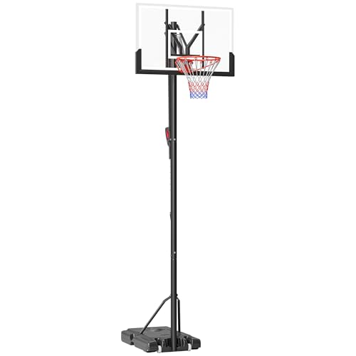 SPORTNOW Basketballkorb 295-365 cm höhenverstellbar, Basketballständer, Basketballanlage mit Ständer, Rollen, für Outdoor, Stahl