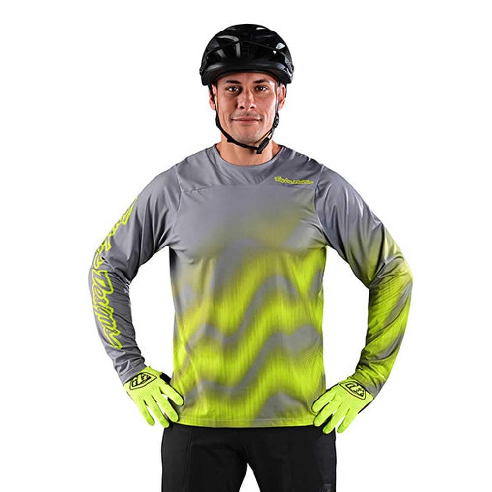 Troy Lee Designs Herren Skyline Chill Waves Fahrradtrikot T-Shirt, Grau/Gelb, L