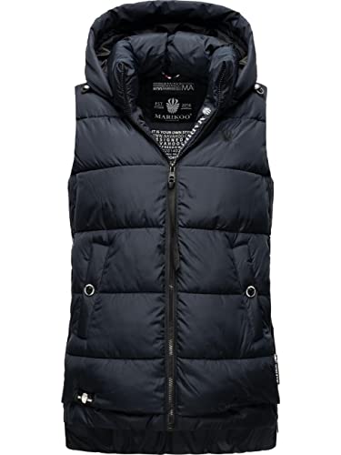 MARIKOO Damen Steppweste Outdoor-Weste mit Abnehmbarer Kapuze Zarinaa Navy Gr. S