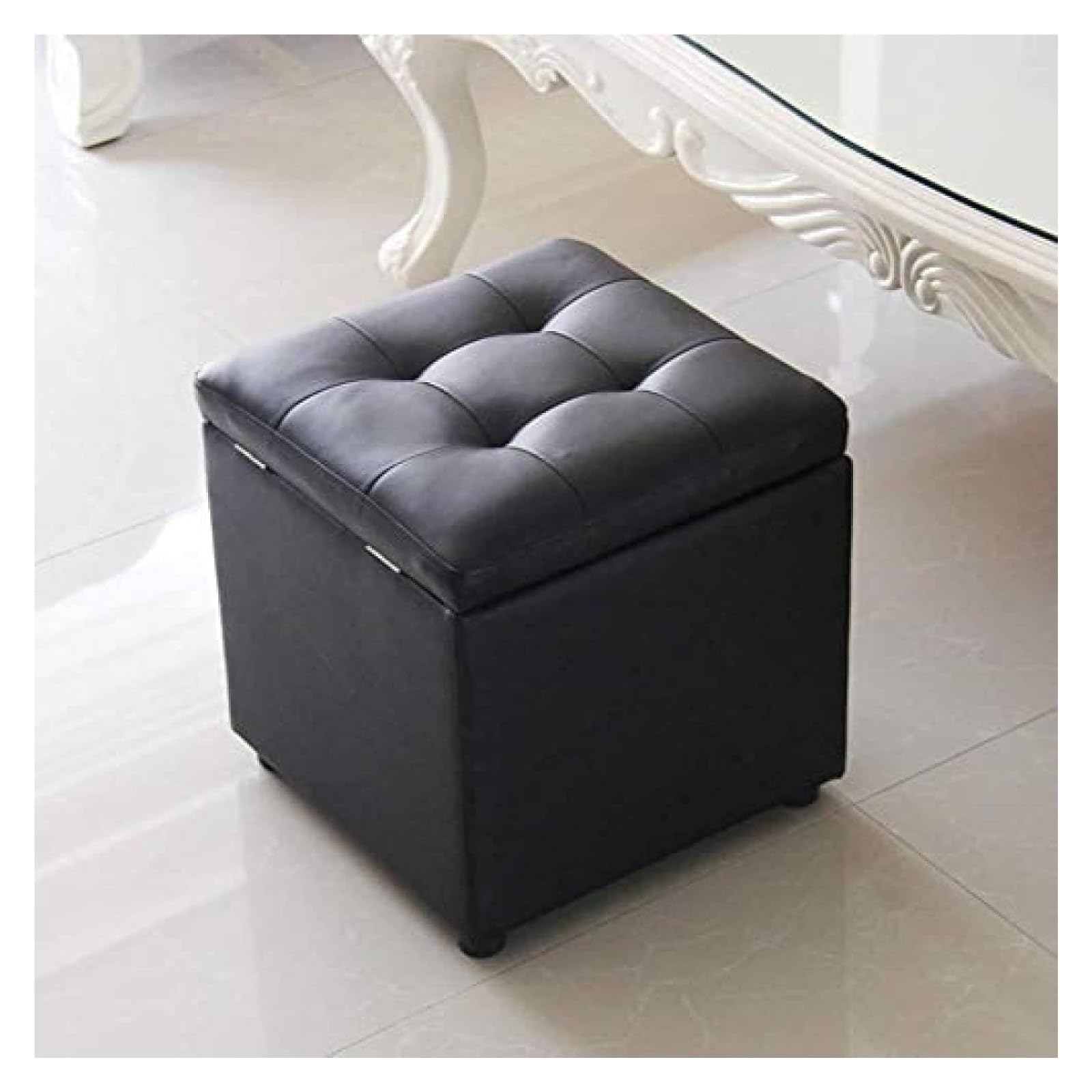 RAABYU Cube Kunstleder Aufbewahrung Fußhocker Pouf Sitzbank Spielzeugkiste Organizer Box Pouf Truhe Einzelsitz 40X40X40Cm