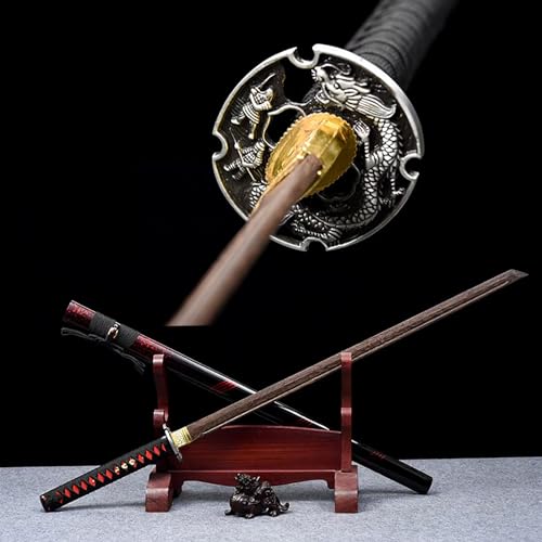 (101 cm) Handgefertigtes Holzschwert Scheide,japanisches Bokken-Katana-Schwert,Palisander-Samurai-Schwert,Cosplay-Waffen,Rollenspiel-Requisite,Weihnachtsgeburtstage,Geschenke Männer Frauen (schwarz)