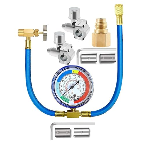 Umfassendes Wartungsset R134A selbstdichtender Adapter und Schlauch, Kältemittel-Piercing-Ventile, Kältemittel-Füllschlauch, Kühlschrank-Nachfüllschlauch-Set