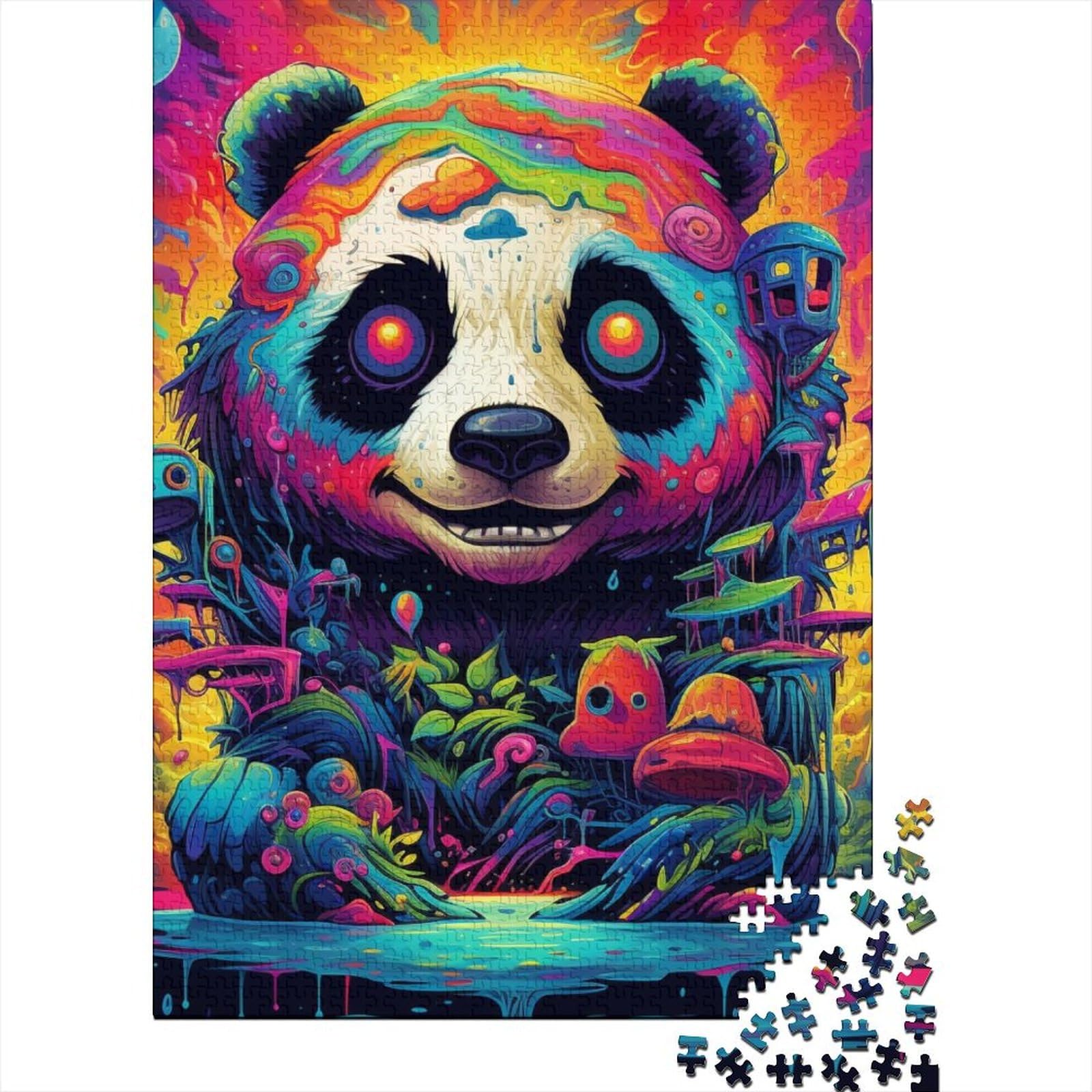 500 große Puzzleteile für Erwachsene. Buntes Panda-Tierpuzzle für Erwachsene und Teenager. Lernspiele, Heimdekorationspuzzle. 20,47x14,96 Zoll