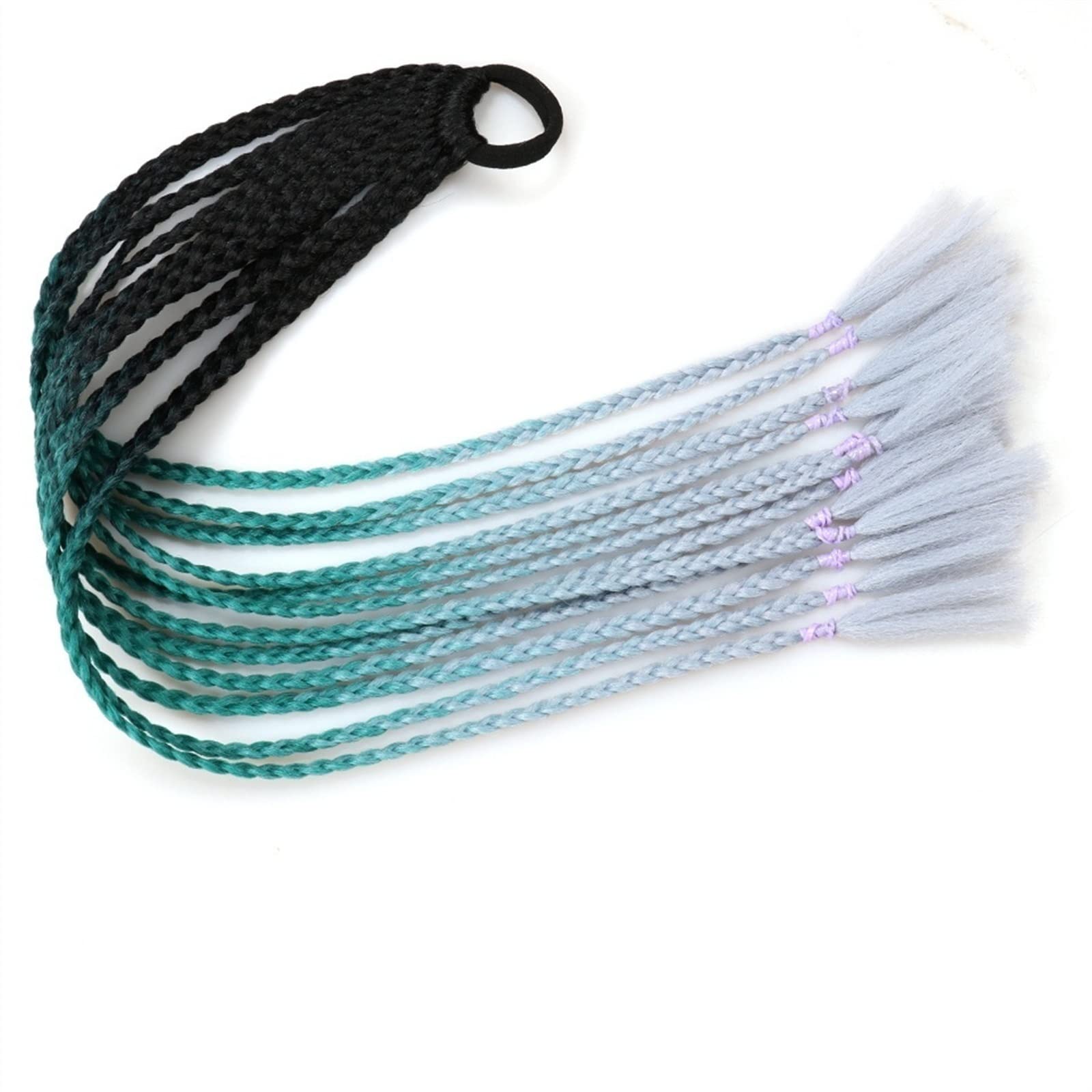 Pferdeschwanz Haarteil Synthetisches Gummiband Twist Braid Pferdeschwanz-Verlängerung, 60 cm bunte gemischte Braid-Haarteile for Mädchen Kinder, Kleidverschönerungsverzierung Pferdeschwanz Haarverläng