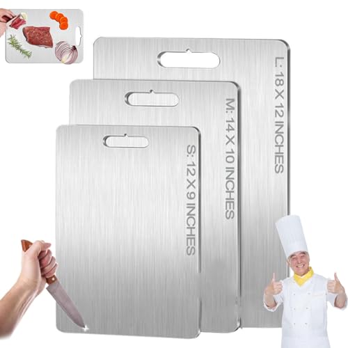 Titan Schneidebrett, 2024 Top 100% Pure Titanium Cutting Boards, Edelstahl Schneidebrett, Titan Schneidebrett Klein, Schneidebretter Titan Für Die Küche Im Freien Camping Wandern (L)