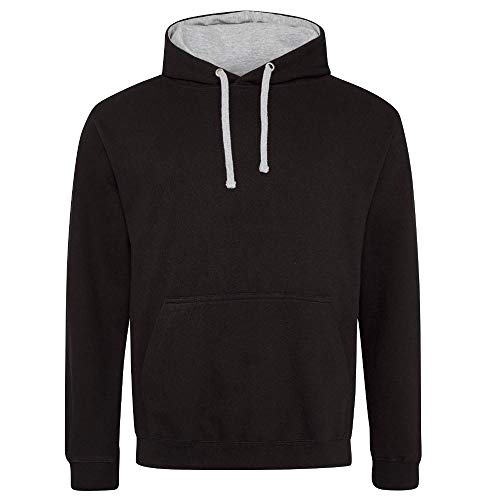 Just Hoods Unisex Varsity Hoodie/Jet Black/Heather Grey, 4XL