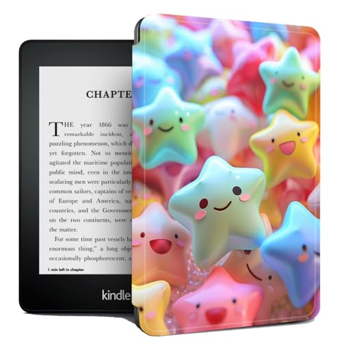 Hülle Für 6,8" Kindle Paperwhite (11. Generation-2021), Mit Auto Wake/Sleep, Schlanke Schutzhülle Für 6,8" Kindle Paperwhite - Süße Bunte Sterne