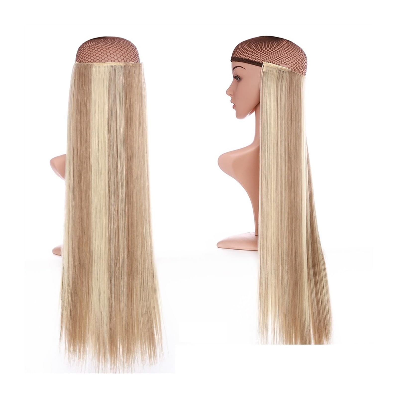 Clip-in-Haarverlängerungen Synthetische Haarverlängerung, 66 cm, hellblond, Clip-in-Haarverlängerung, langes, glattes, natürliches Ombre-Blond-Haarteil for Frauen Clip-in-Haarverlängerungen aus Echtha