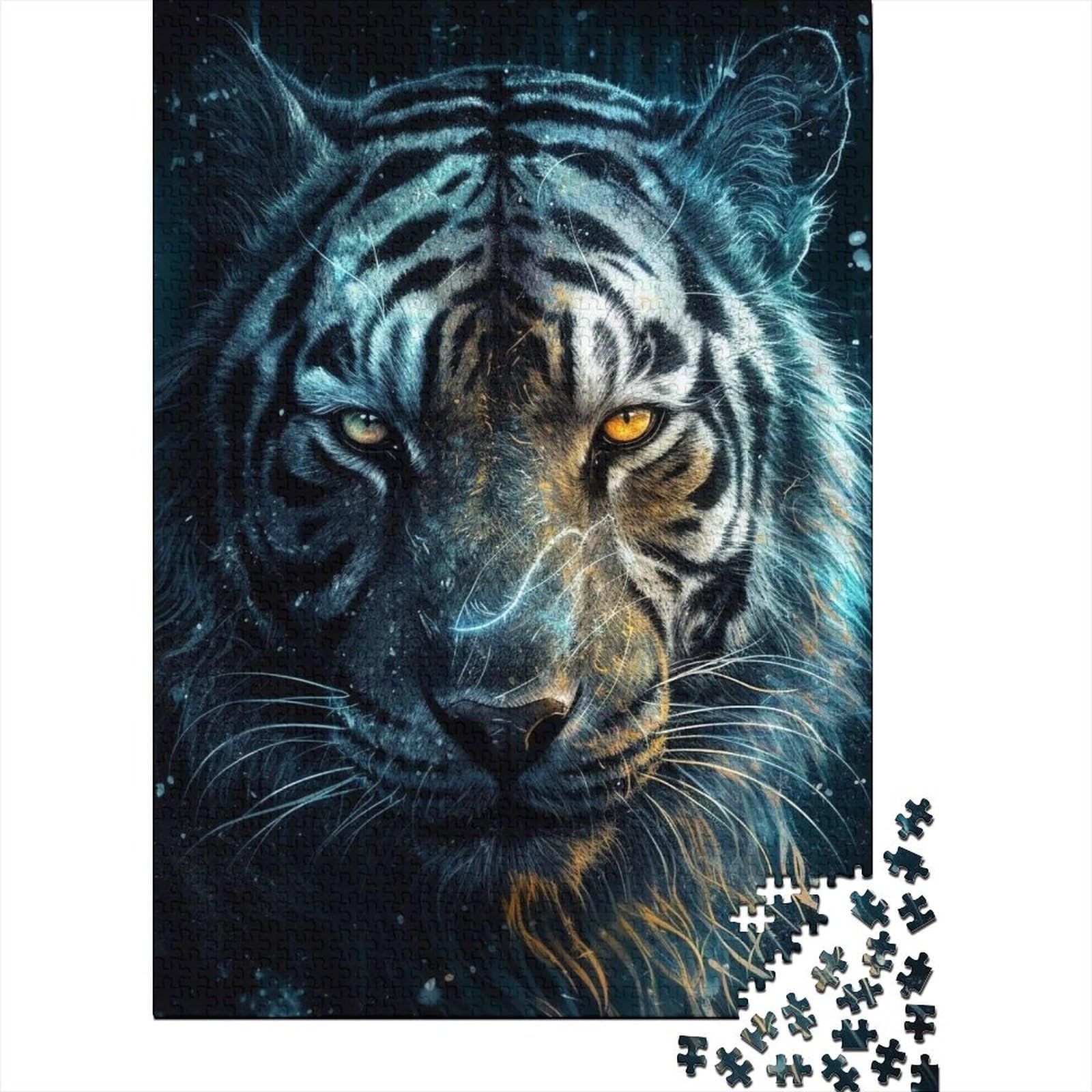 500 Teile für Erwachsene, schwierige Puzzles, Kunsttiger für Erwachsene, 500 Teile Puzzlespiel, Spielzeug für Erwachsene, Familienpuzzle, Geschenk (Größe 52x38cm)