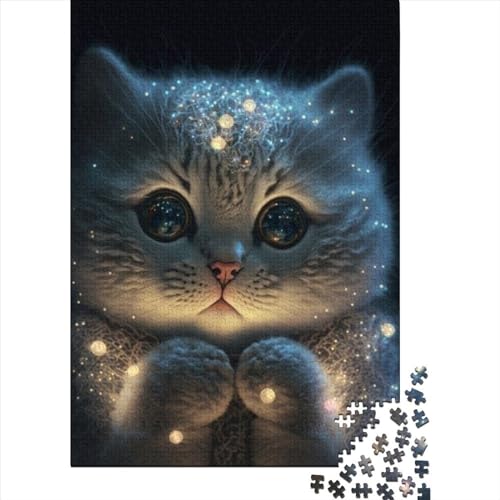 Fantasie-Katze-Holzpuzzle für Teenager, 1000 Teile, für Erwachsene, schwierige Puzzles, Lernspielzeug, Familienspiele (Größe 75 x 50 cm)