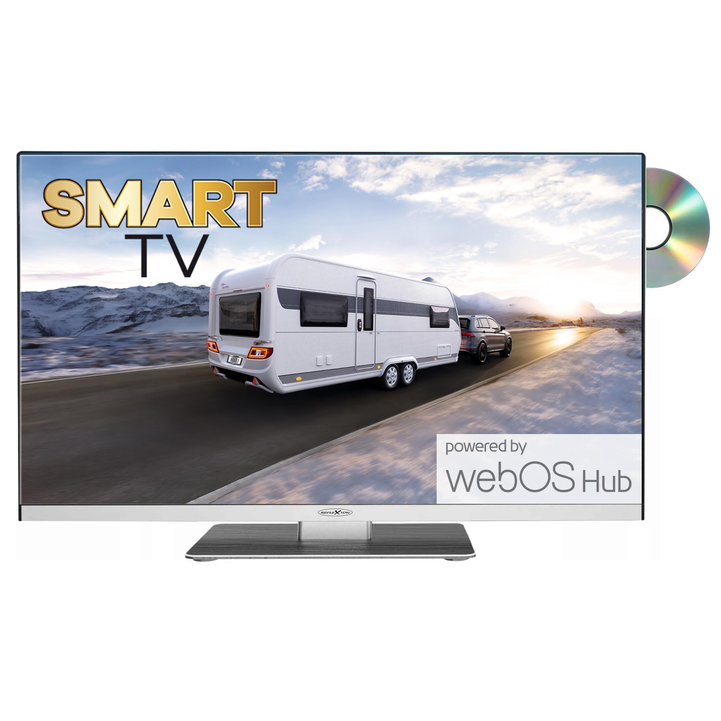 REFLEXION LDDX22iBT mit Standfuß | 22 Zoll (55 cm) rahmenloser LED-Smart TV (webOS) eingebauter DVD-Player, DVB-S2/C/T2 HD Tuner mit Bluetooth