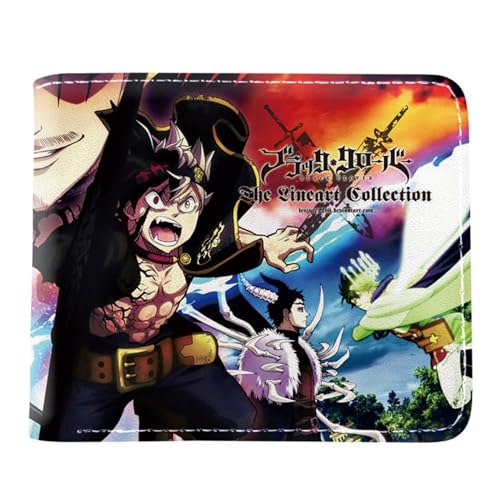 RYNDEX Black Clov-er Kartenetui Anime, Jugend Karikatur Portemonnaie Klein, PU Leather Geldbörse Brieftasche Wallet(Color:Multicolor 20)