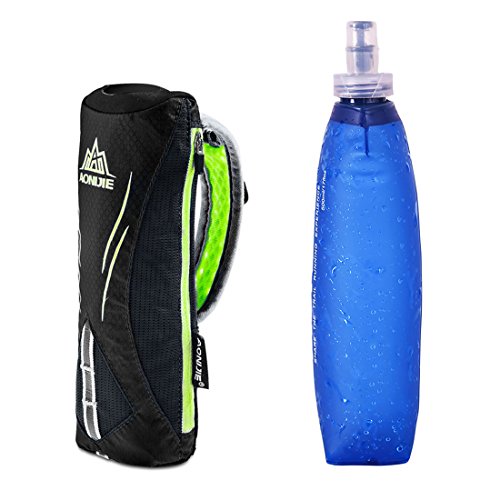 AONIJIE Männer/Frauen Sport Quick Grip Chill Handheld Water Bottle Trinkflasche Trinkrucksack mit 500ML Trinkflasche (Schwarz)