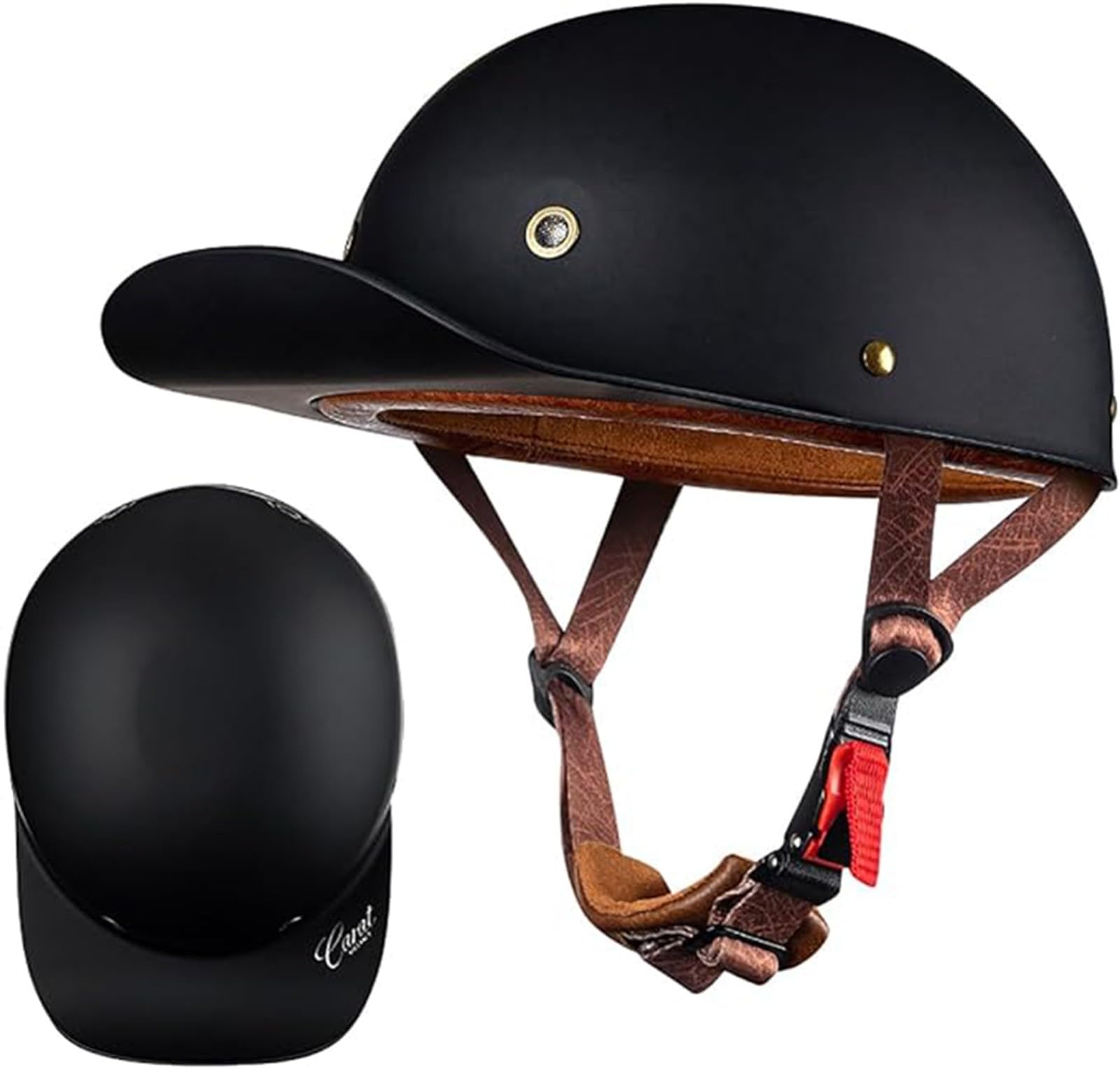 Baseball Cap Halbhelm für Motorradfahrer mit offenem Gesicht, ECE-geprüfter Halbschalen-Motorradhelm im Retro-Stil für Männer und Frauen, leichter Roller-Moped-Straßenrad-ATV-Helm A,XXL=(63~64cm)