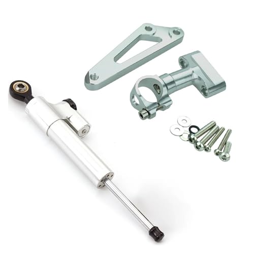 Dämpfer Lenkungsstabilisator Lenkungsdämpfer Motorrad Stabilisieren Dämpfer Halterung Montage Kit Für CB600F Hornet 2007-2016 CNC-Halterung(Silver)