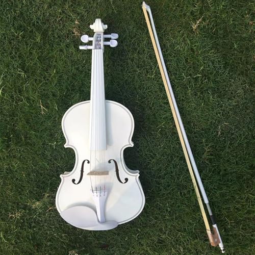 Standard Violine Geigenübungen Für Anfänger Geigenspiel 4/4 Komplette Konfiguration Dekorative Requisiten(White)