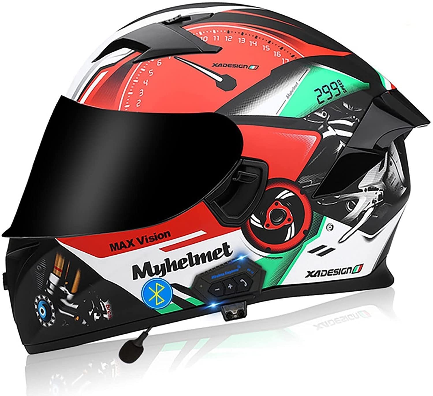 Klapphelm Bluetooth Motorradhelm Integralhelm Für Damen Herren,ECE/DOT Genehmigt Motorrad Integrierter Bluetooth-Helm Motorrad Full Face Helm Rollerhelm Mit Doppelvisier