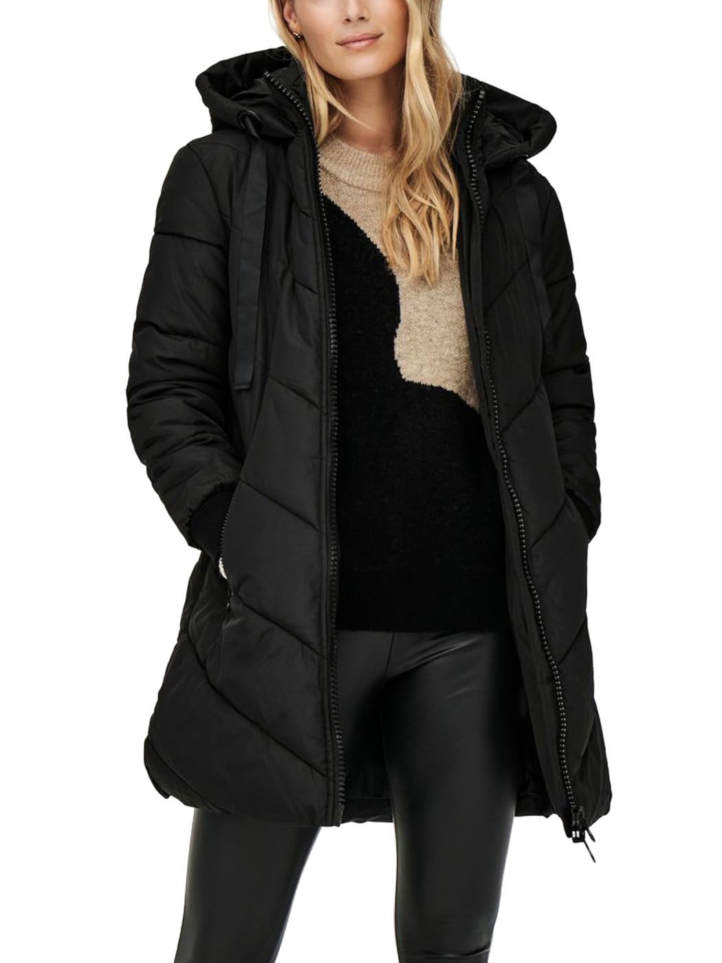 JDY Damen Jdyskylar Padded Hood Jacket Otw Noos, Schwarz, M