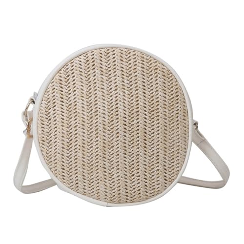 SOUTHJIELING 2023 gewebte Rattan-Tasche für Damen und Mädchen, Strandtasche, Vintage, Umhängetasche, Crossbody-Tasche für Picknick, runde gewebte Taschen