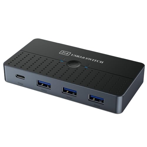 HVVENTY SA20 USB 3.0 Switch 7 Ports Type C HUB Controller Extend Cable Sharing 2 Computer 1 Mouse Keyboard Printer USB Disk