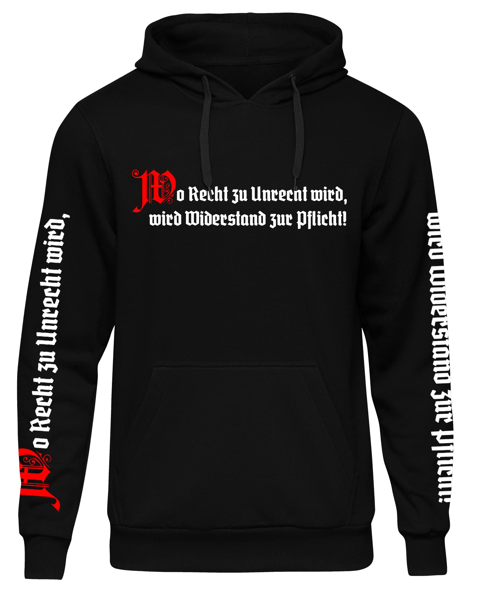 UGLYSHIRT Wo Recht zu Unrecht Wird Herren Kapuzenpullover | Revolution Wiederstand Pullover Patrioten Hoodie Aufstand | M3 Schwarz (3XL)