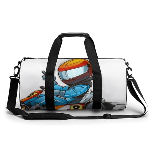 Helm Kartfahren Sport Duffel Bag Sporttasche Reisetasche Handgepäck Tasche Schwimmtasche Weekender Bag 45x23x23cm