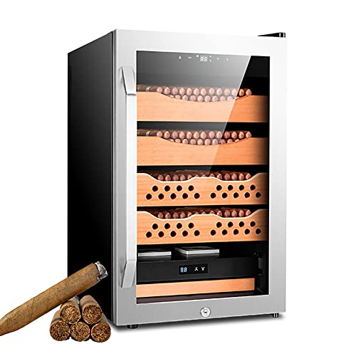 JMbpkduHs 70-L-Zigarren-Humidor, Integriertes Befeuchtungssystem Mit Regalen Und Schublade Aus Spanischem Zedernholz, Touchscreen, Fasst 400 Zigarren, Vatertagsgeschenke, 60 W,A