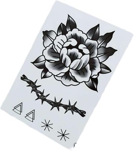 Tätowierung, temporäre Tätowierungen, Wunderschöne Tattoo-Aufkleber, 3 Blatt Gothic Black Rose Temporäre Tattoo-Aufkleber Handrücken-Narbe, die Punk-Stil-Fake-Tattoos abdeckt