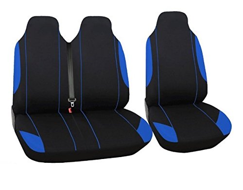 Vordere 2+1 Sitzbezüge Bus Van Sitzschöner 2er Set Blau/Schwarz Polyester Schonbezüge Vorne OVP Neu Hochwertig Kompatibel mit Kastenwagen