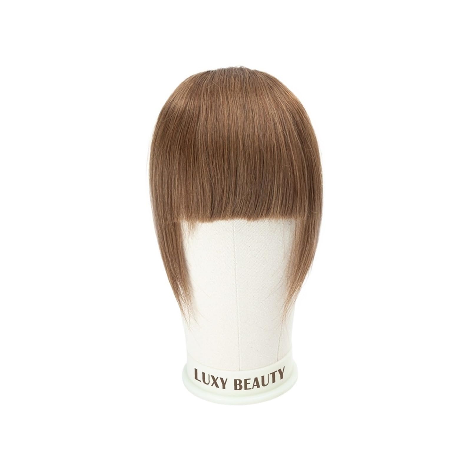 Pony Extension für Damen Echthaar-Pony, 3 Clips, 3D-Stumpfschnitt, Naturhaar-Pony, Overhead-Clip in Haarverlängerungen, nicht Remy, 6,3 x 11,4 cm, Schwarz, Braun, Blond Fringe Bangs(Medium Brown 06)