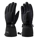 Kineed Skihandschuhe Herren Wasserdicht Winterhandschuhe Warm 3M Thinsulate Snowboardhandschuhe Winter Schnee Handschuhe Thermo Winddicht Schwarz L