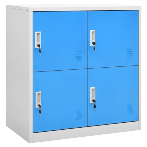 KLYEON Schließfachschrank Hellgrau und Blau 90x45x92,5 cm Stahl, Aufbewahrungsschränke & Schließfächer