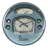 Nostalgic-Art Retro Wanduhr, Ø 31 cm, Vespa – Tacho – Geschenk-Idee für Roller-Fans, Original Lizenzprodukt (OLP), Große Küchenuhr, Vintage Design