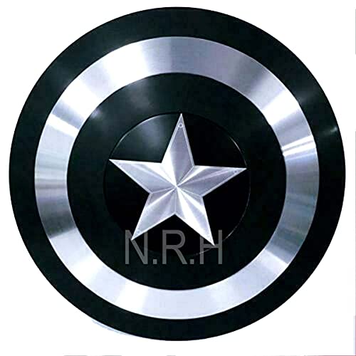 Handgefertigtes Captain America Schild Avengers Armor Shield 61 cm schwarzes rundes Design Lederfutter