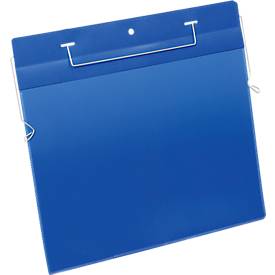 Dokumententaschen mit Drahtbügel, B 297 x H 210 mm (A4 quer), 50 Stück, blau