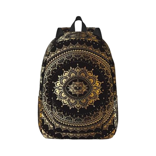 WURTON Langlebiger, lässiger Rucksack mit Mandala-Druck, für Herren und Damen, Laptop, leicht, niedlich, Reiserucksack, Blackone, S