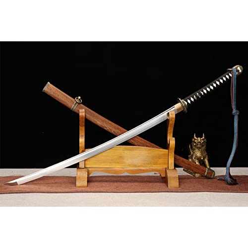 LQSMX sword Japanisches 98-Stil Militäroffiziermesser echtes Katana Schwert 41in Samurai Schwert Handgeschmiedeter Stahl T1095 scharf