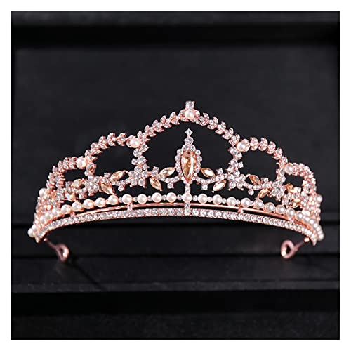 AIHEDOUJ Vintage Kristall Strass Prinzessin Krone Tiara Diadem Stirnband für Frauen Braut Hochzeit Haarschmuck Schmuck (Größe: 7) Stirnbänder (Größe: 22)