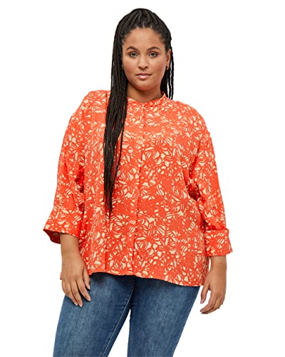 Peppercorn Millie 3/4 Ärmel Shirt Kurve | Shirt Damen In Orange | Frühling Bluse Damen Elegant | Größe 44