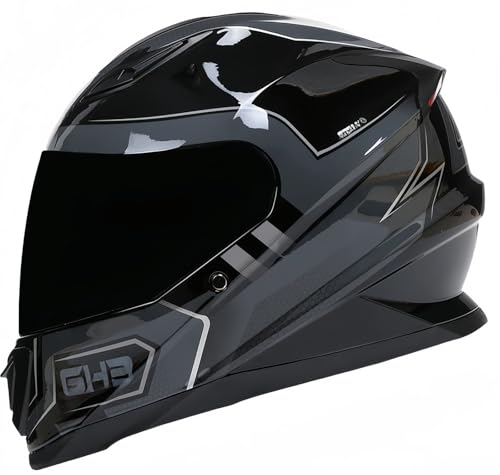 Motorrad-Integralhelm, Straßenhelm Unisex, Doppelvisier-Motorradhelm, Erwachsener Männer Und Frauen ECE 22.06 Zertifizierter Schutzhelm F,XL61-62CM