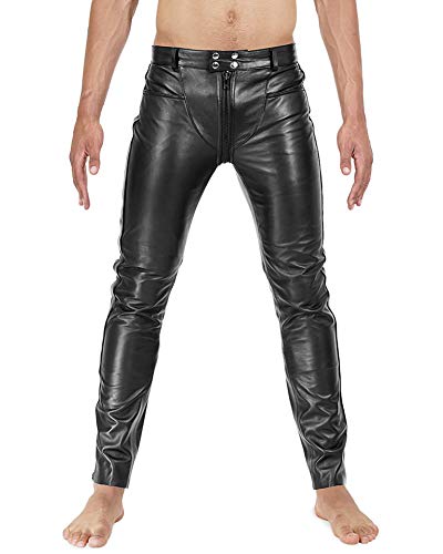 Bockle® 3 Gay-Zip Lederhose Herren Lederhose mit durchgehendem Reißverschluss Zip, Size: 32W / 34L