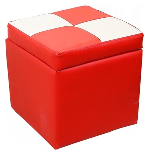 RAABYU Fußstütze Fußhocker Würfel Kunstleder Aufbewahrung Pouf Sitzbank, mit Scharnier Top Organizer Box Pouf Truhe Einzelsitz