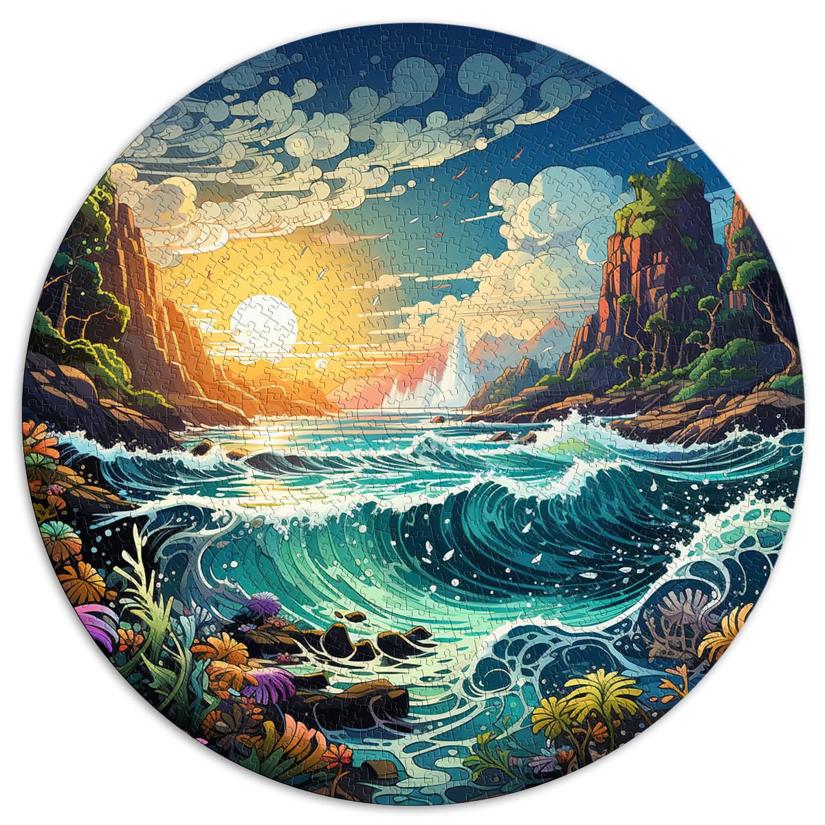 Puzzles zum Verschenken „Paradies am Meer“ Puzzles mit 1000 Teilen für Erwachsene, 67,5 x 67,5 cm, lustige Puzzles, lustige Puzzles für die ganze Familie