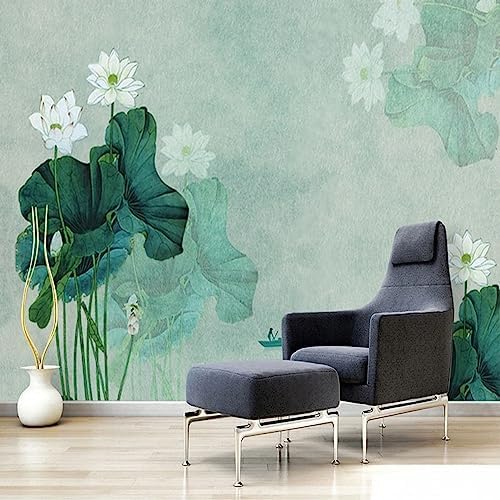 XLMING Lotus In Tinte Und Lavierung 3D Tapete Home Dekoration Wohnzimmer Sofa Schlafzimmer Tv Hintergrund Wand-150cm×105cm