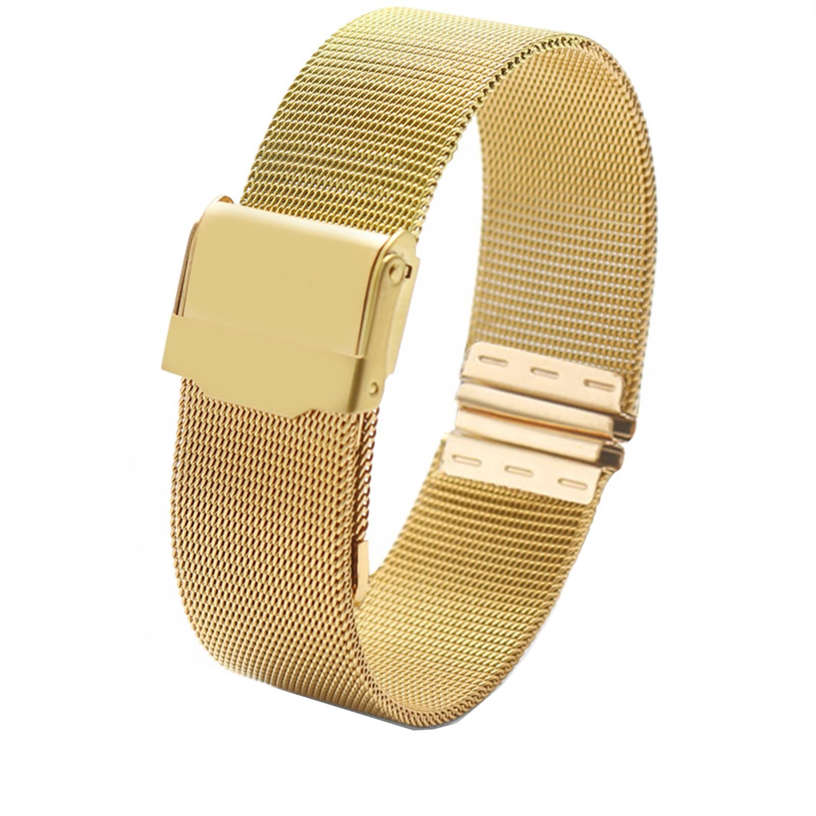 SCRUBY Milanische Schleife weiblich Einfaches Watchband 12 13 14 15 16 17 18 19 20 22mm Metallwebe Modetrendarmband für Dw ar Uhrenarmband(Gold,12mm)