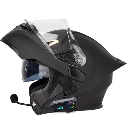 Letetexi Motorradhelm Helm Motorrad Mit Bluetooth Integriert Klapphelm Mit Doppelvisier Mit Eingebautem Mikrofon für Automatische Reaktion ECE-Zertifizierung Für Frauen Männer