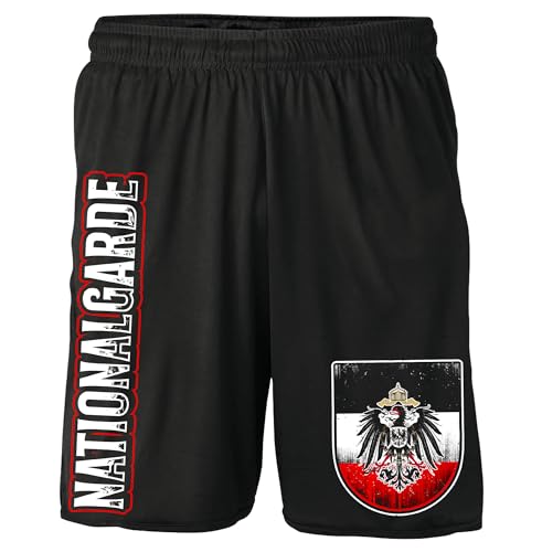 UGLYSHIRT Nationalgarde Shorts | Kaiserreich Deutschland Kurze Hose Preußen Patrioten Germany Wiederstand Hose | Schwarz (XXL)