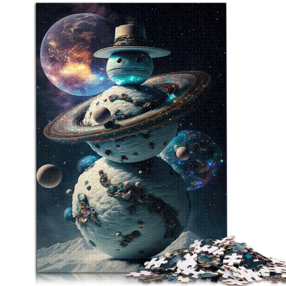 Puzzle „Cosmic Snowman“ 1000 Puzzles für Erwachsene, 1000 Teile Holzpuzzle, jedes Teil ist einzigartig – anspruchsvolles Familienspiel, 1000 Teile (50 x 75 cm)