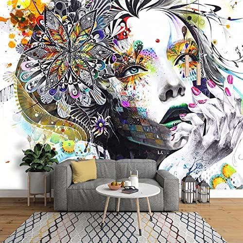 XLMING Handgemaltes Graffiti Schönheit Design Wandkunst Restaurant Bar Hotel 3D Tapeten Home Esszimmer Sofa Schlafzimmer Wohnzimmer TV Hintergrund-350cm×256cm